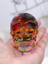 Spectral Splendor: Vibrant Crystal Carved Skull Home Decoration