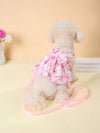 Pretty in Pink: Stylish Polyester Pet Harness Dress with Leash for Small Teddy and Bichon