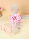 Pretty in Pink: Stylish Polyester Pet Harness Dress with Leash for Small Teddy and Bichon