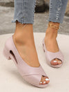 Chic Peep-Toe Slip-On Sandals with Thick Heel for Effortless Style