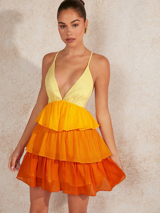 Ruffle Cross Backless Dress: The perfect statement piece for your next event