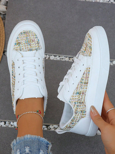 Golden Glitter White Sneakers: Sparkle and Shine in Style