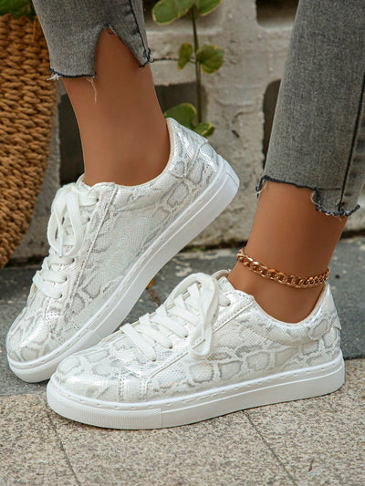 Golden Serpent Style: Women's Casual Outdoor Flat Sneakers