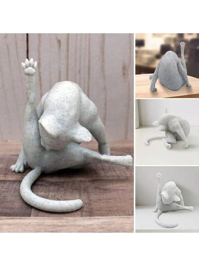 Whimsical White Cat Figurine: Resin Craft Ornament and Gift