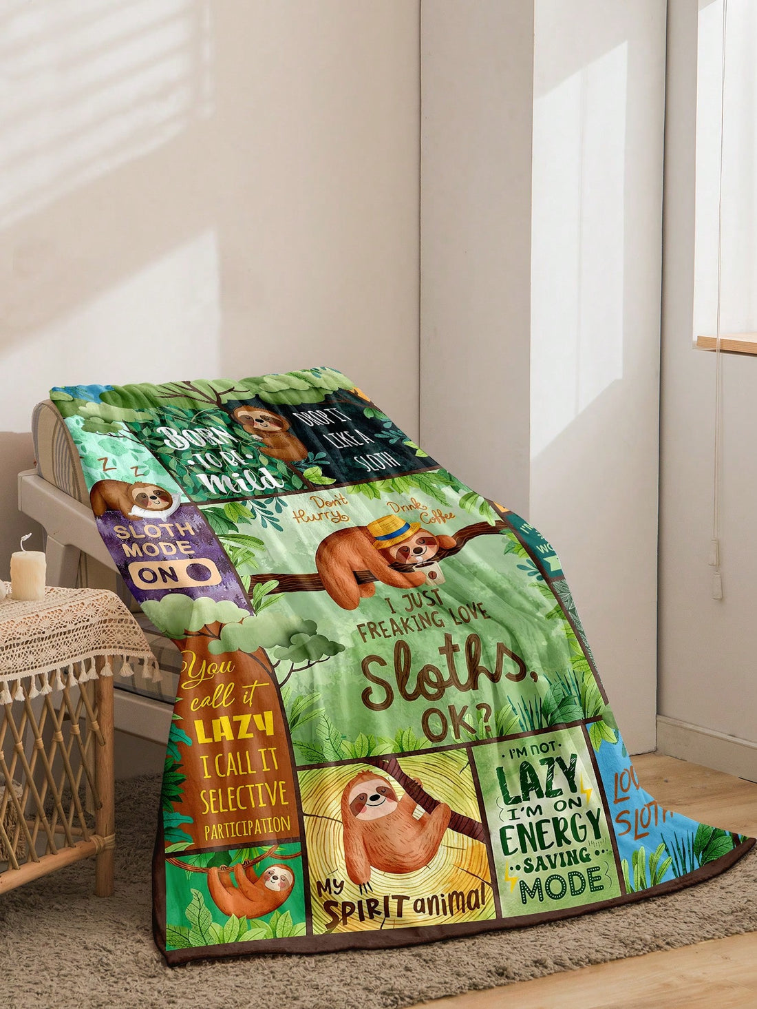 This all-season flannel <a href="https://canaryhouze.com/collections/blanket" target="_blank" rel="noopener">blanket</a>, featuring a cozy sloth forest design, is a versatile addition to any living room, bedroom, or office. Keep warm and stylish with this multi-purpose blanket, perfect for snuggling up on the couch or adding a touch of comfort to any space.