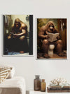 Modern Art: Gorilla in Bathroom Canvas Poster - Unique Winter Room Decoration