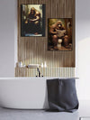 Modern Art: Gorilla in Bathroom Canvas Poster - Unique Winter Room Decoration