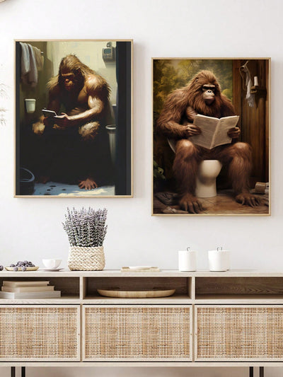 This Modern Art: Gorilla in Bathroom Canvas Poster is a unique winter room decoration that adds a touch of creativity to your living space. With its eye-catching design and high-quality canvas material, this poster is sure to make a statement in any room. Bring a touch of the wild into your home with this one-of-a-kind artwork.