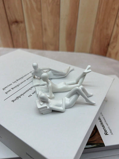 Modern Minimalist Abstract Human Figure Resin Home Decor Bookend Set