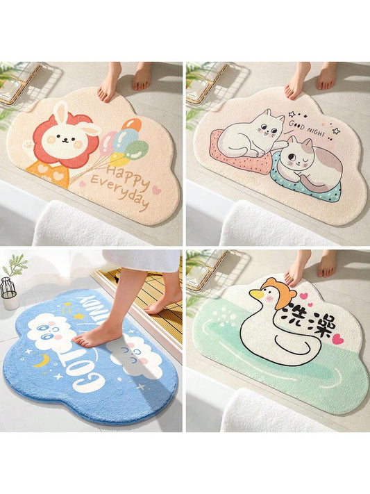 Colorful Cartoon Pattern Bathroom Mat: Absorbent & Non-Slip for Toilet, Bedroom, Entrance