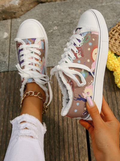 Cartoon Printed Sneakers for European and American Women