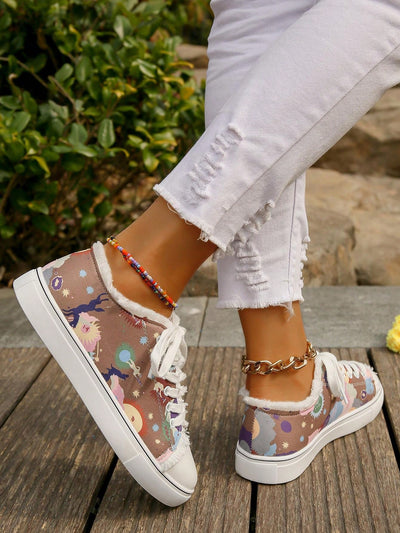 Cartoon Printed Sneakers for European and American Women