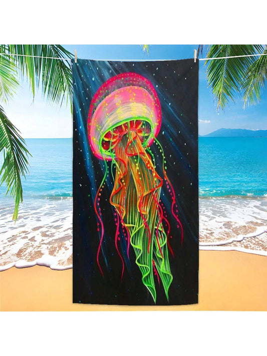 Unwind and relax on our Jellyfish Paradise <a href="https://canaryhouze.com/collections/towels?sort_by=created-descending" target="_blank" rel="noopener">beach towel</a>. Designed for ultimate comfort, it is lightweight, windproof, and quick-drying. Perfect for a day at the beach or pool, this oversized towel guarantees a hassle-free experience. Stay dry and enjoy your time in the sun without worrying about the wind or dampness.