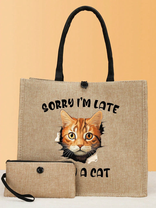 Linny Handbag: Cat Printing Pattern for Travel and Vacation - The Perfect Gift for Graduates, Adolescents, and Teachers!
