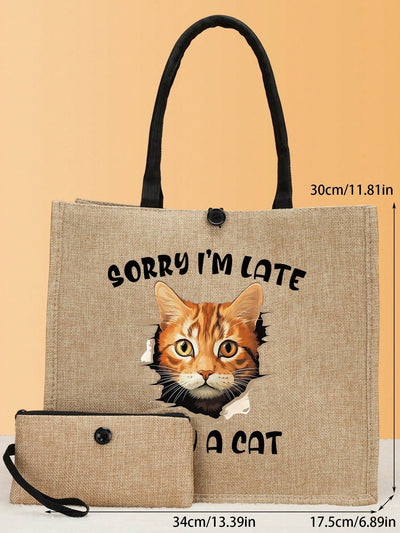 Linny Handbag: Cat Printing Pattern for Travel and Vacation - The Perfect Gift for Graduates, Adolescents, and Teachers!