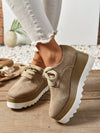 Chic Beige Suede Wedge Platform Lace-Up Shoes with Dual-Tone Rope Soles