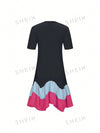 Women's Color Block Patchwork Ruffle Hem Dress: A Fun and Flirty Summer Look