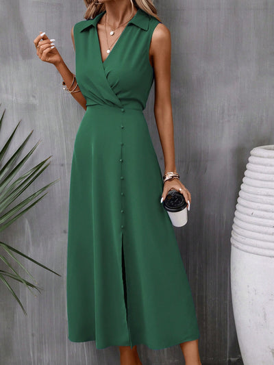 Chic and Simple: Classic V-Neck Sleeveless Split Dress