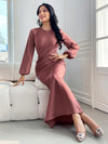 Elegantly Classic: Solid Bishop Sleeve Mermaid Hem Dress