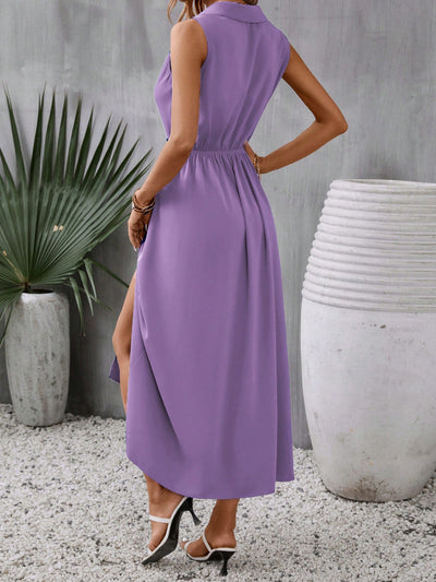 Chic and Simple: Classic V-Neck Sleeveless Split Dress