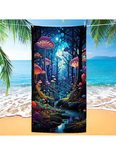 Pretty in Pink: Oversized Mushroom Beach Towel - Lightweight, Windproof, Quick-Drying