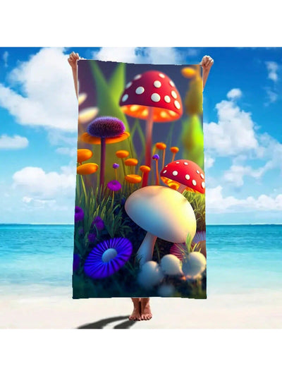 Pretty in Pink: Oversized Mushroom Beach Towel - Lightweight, Windproof, Quick-Drying