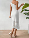 Glamorous Glimpse: One-Shoulder Fringe Hem Dress