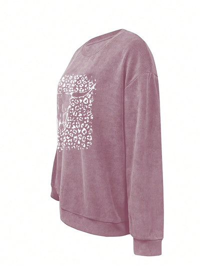 Leopard & Bull Head Print Sweatshirt: Cozy and Stylish!