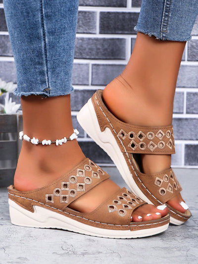 2024 New Embroidered Women's Wedge Heel Sandals