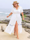 Floral Haven: Plus Size Embroidered Ruffle Dress for Summer Vacations