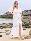 Floral Haven: Plus Size Embroidered Ruffle Dress for Summer Vacations