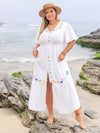 Floral Haven: Plus Size Embroidered Ruffle Dress for Summer Vacations