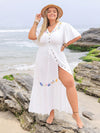 Floral Haven: Plus Size Embroidered Ruffle Dress for Summer Vacations