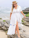 Floral Haven: Plus Size Embroidered Ruffle Dress for Summer Vacations