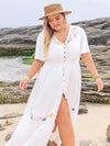 Floral Haven: Plus Size Embroidered Ruffle Dress for Summer Vacations