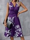 Blue Blossom: Simple Floral Print Twist Front A-Line Dress