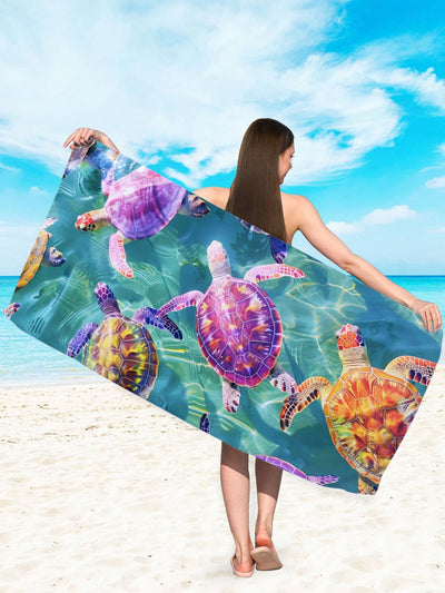 Tropical Turtle Beach Towel: Quick Dry and Absorbent for Your Summer Adventures