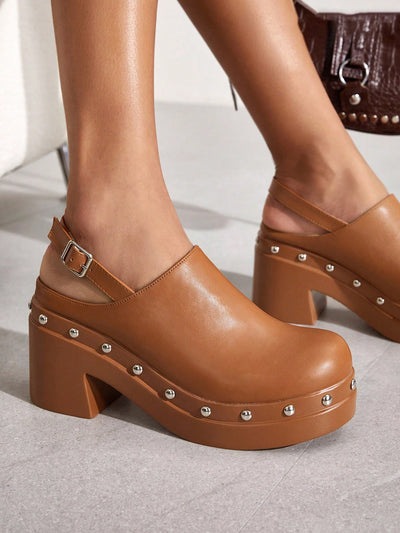 Boho Chic Studded Slingbacks: Vintage-Inspired Platform Shoes for Every Occasion