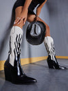 Chic Two-Tone Pointed Toe Western Boots - Black & White Fashion Footwear for Every Occasion