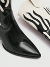 Chic Two-Tone Pointed Toe Western Boots - Black & White Fashion Footwear for Every Occasion