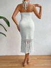 Boho Beauty Fringe Hem Tie Backless Halter Dress