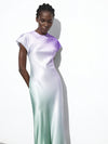 Summer Slashes: Women's Halter Neck Mermaid Maxi Dress in Gradient Colors