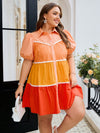 Patchwork Chic: Plus Size Short Sleeve Shirt Dress