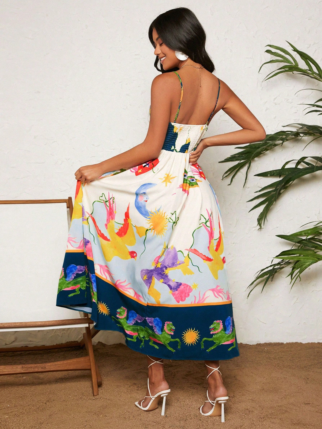 Effortlessly embody vacation chic style with our Tropical Vibes Spaghetti Strap Dress. The vibrant, tropical print and flattering spaghetti straps will make you feel like you're on a permanent holiday. Made with high-quality materials, you'll feel comfortable and stylish all day long. Perfect for any warm weather destination.