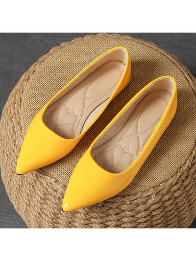 Chic Pointed Toe Flat Shoes for Women - Versatile Autumn Styles in Purple, Champagne, Red, Yellow, and Black