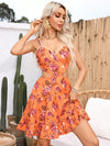 Enchanting V-Neck Lace Patchwork Cami Dress with Bowknot Back – Perfect for Romantic Holidays