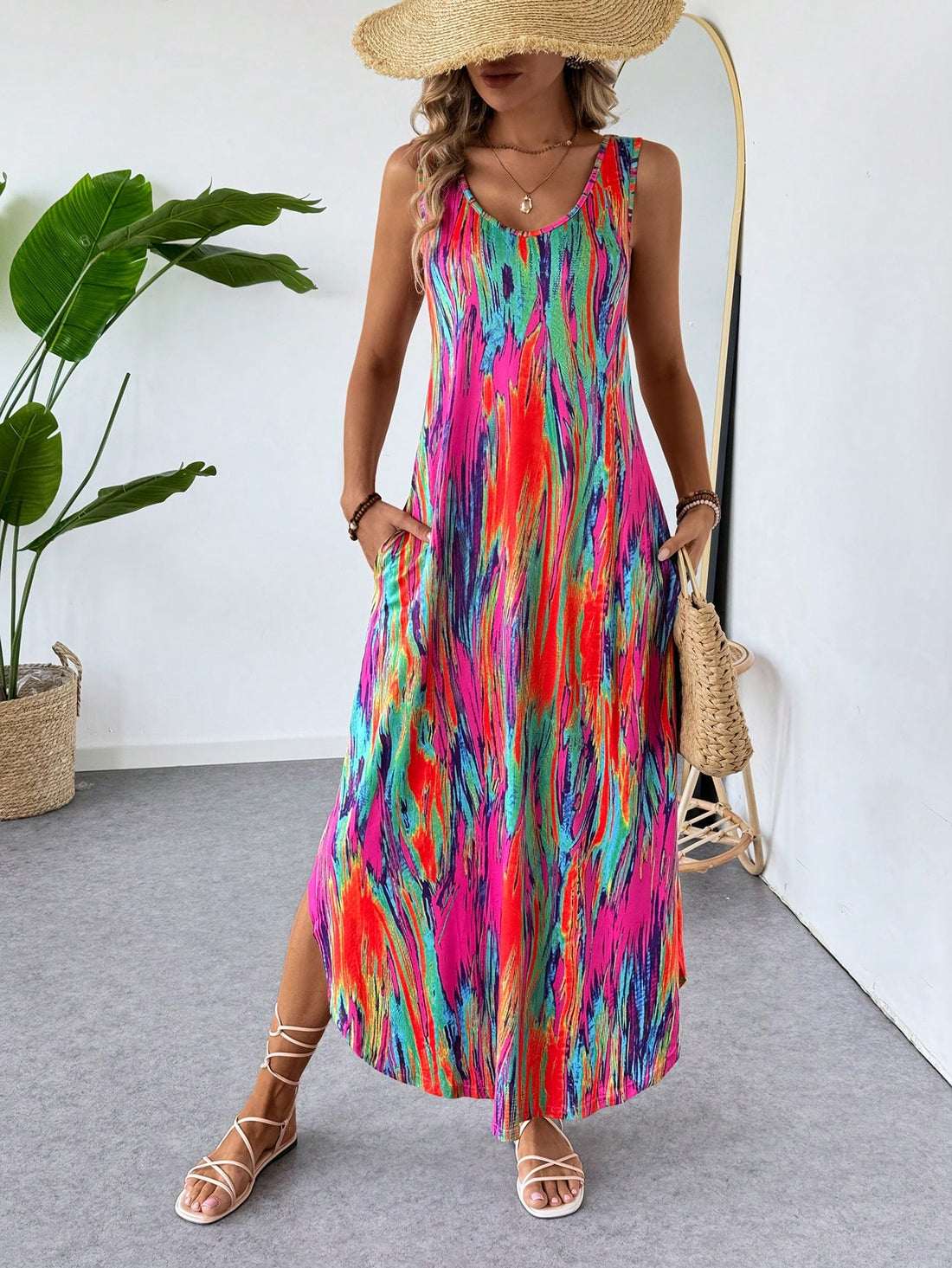 Enhance your summer wardrobe with our Colorful Holiday Tank Dress. Made with high-quality materials, this dress is perfect for any holiday vacation or backyard BBQ. With its vibrant colors and comfortable fit, it's the essential piece for your summertime style.