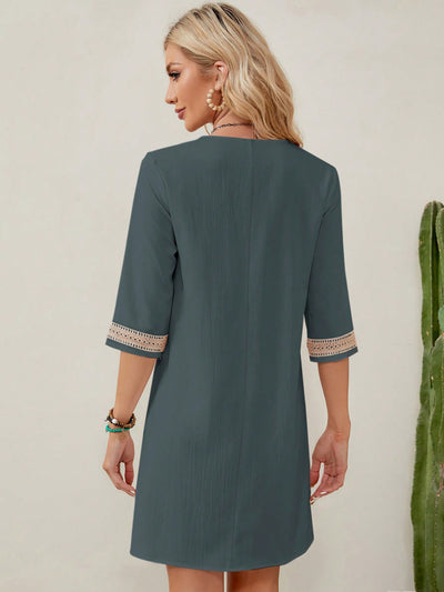 Guipure Lace Insert Tunic Dress - Elegant Style for Any Occasion