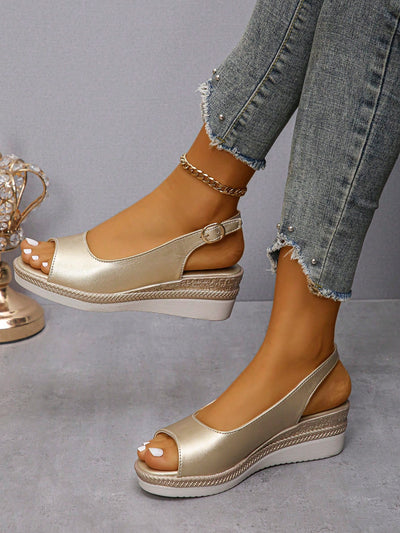 Golden Goddess: Women's Summer Wedge Sandals for Fashionable & Versatile Style