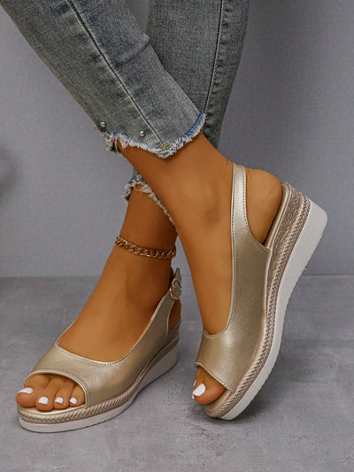 Golden Goddess: Women's Summer Wedge Sandals for Fashionable & Versatile Style